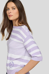 SHOULDER BUTTON DETAILS STRIPED SWEATER
