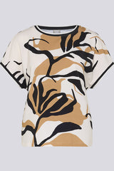 LEAF PRINT GLITTER ACCENTS T-SHIRT