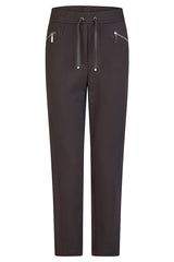 BLACK ZIPPERED POCKETS DRAWSTRING TROUSERS