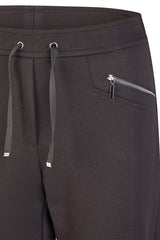 BLACK ZIPPERED POCKETS DRAWSTRING TROUSERS
