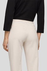 BEIGE ZIPPERED POCKETS DRAWSTRING TROUSERS