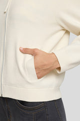 ALABASTER ZIPPED ROUND NECK CARDIGAN