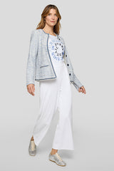 CONTRASTING PIPING TEXTURED JACKET