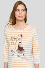 FRONT DESIGN STRIPED T-SHIRT