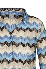 CHEVRON PRINT BUTTON FRONT BLOUSE