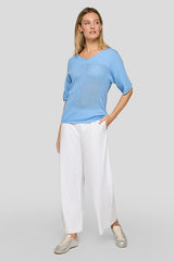 OPENWORK V-NECK KNIT SWEATER