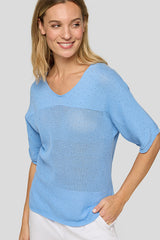 OPENWORK V-NECK KNIT SWEATER