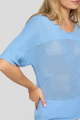 OPENWORK V-NECK KNIT SWEATER