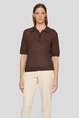 SHORT SLEEVES LINEN POLO SWEATER