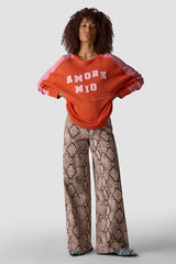 LETTERING CONTRASTING COLORS KNIT SWEATER