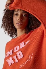 LETTERING CONTRASTING COLORS KNIT SWEATER