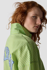 DRAWSTRING STRIPED BLOUSE