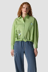 DRAWSTRING STRIPED BLOUSE