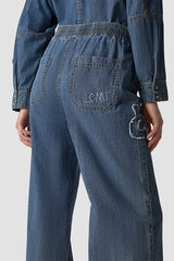 FRAYED APPLIQUES WIDE-LEG JEANS