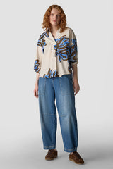 FLORAL PRINT SHIRT COLLAR BLOUSE