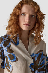 FLORAL PRINT SHIRT COLLAR BLOUSE