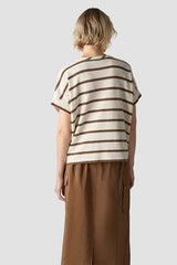 SHORT-SLEEVED STRIPES SWEATSHIRT