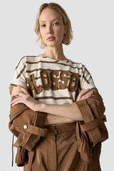SHORT-SLEEVED STRIPES SWEATSHIRT