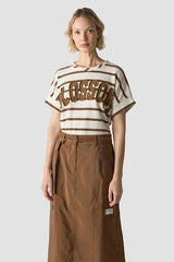 SHORT-SLEEVED STRIPES SWEATSHIRT