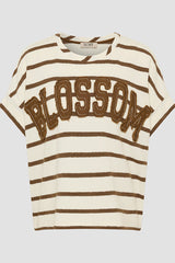 SHORT-SLEEVED STRIPES SWEATSHIRT