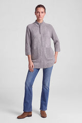 GREY STAND-UP COLLAR CARDIGAN