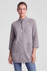 GREY STAND-UP COLLAR CARDIGAN