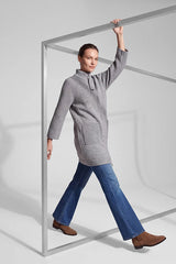 GREY STAND-UP COLLAR CARDIGAN