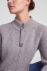 GREY STAND-UP COLLAR CARDIGAN