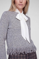 FRINGED HEM KNITTED SWEATER