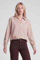 STRIPED SLIP-ON BLOUSE
