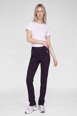 BLACK DECORATIVE SEAMS JERSEY TROUSERS