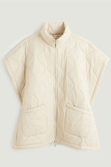 BEIGE OVERSIZED SLEEVELESS PADDED JACKET