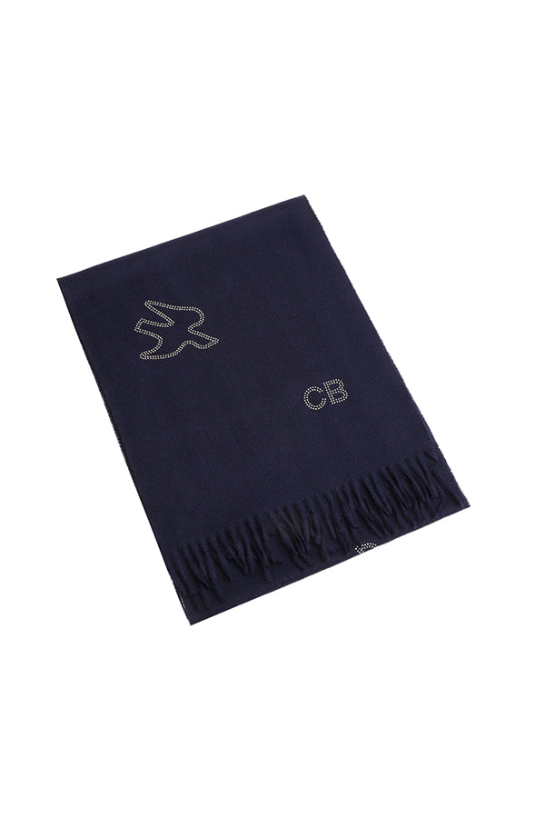 NIGHT BLUE SWALLOW DETAIL SCARF