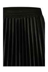 BLACK SHINY PLEATED LONG SKIRT