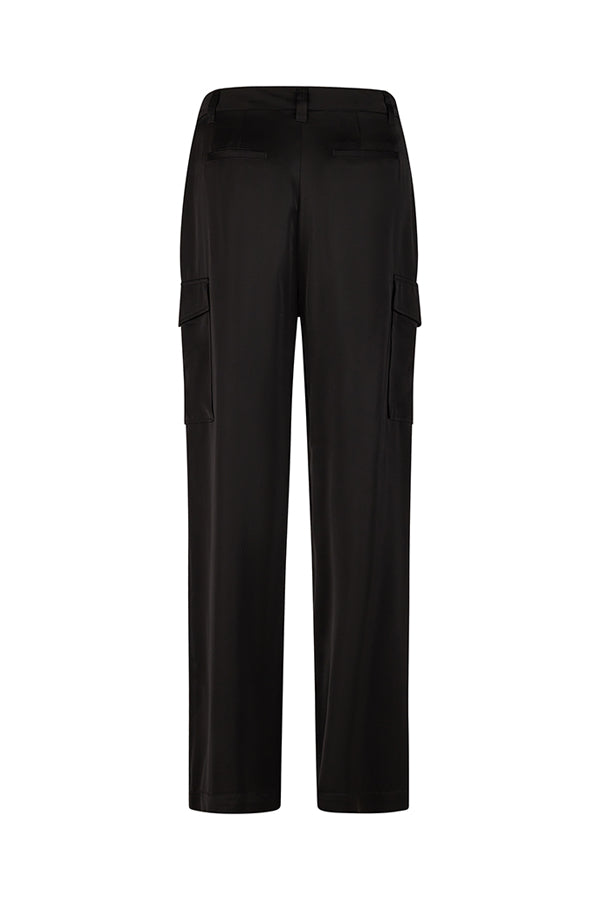 BLACK STRAIGHT CARGO TROUSERS