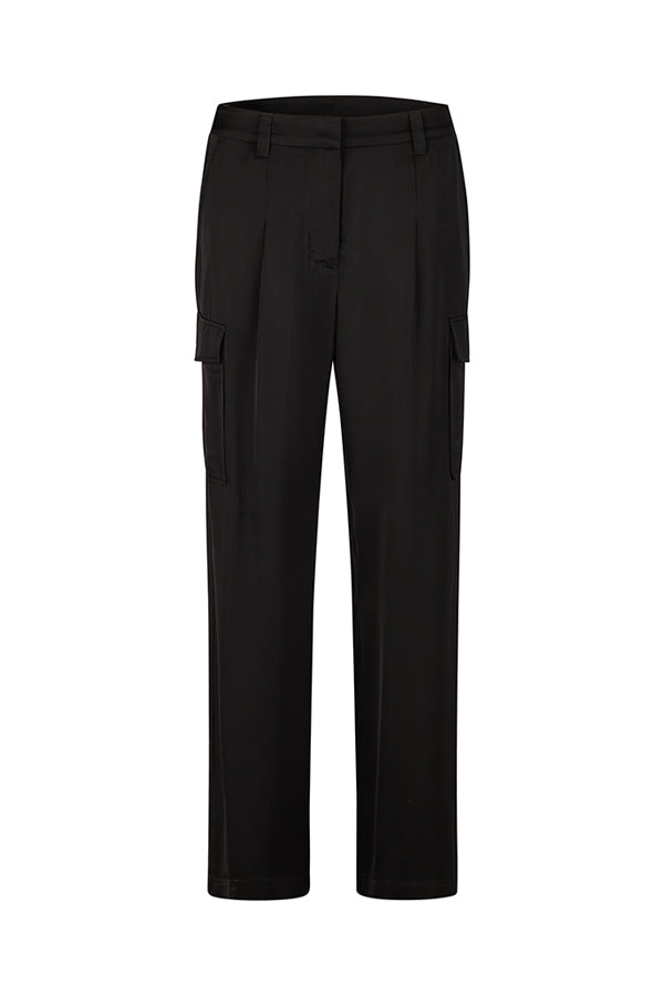 BLACK STRAIGHT CARGO TROUSERS