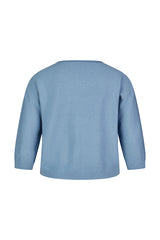 BLUE CREWNECK 3/4 SLEEVED SWEATER