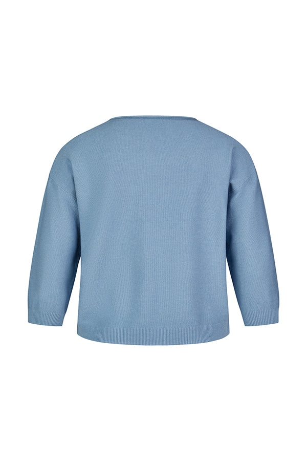 BLUE CREWNECK 3/4 SLEEVED SWEATER