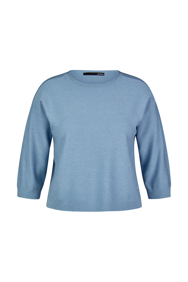 BLUE CREWNECK 3/4 SLEEVED SWEATER