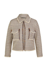 WHITE TWEED OPEN FRONT JACKET