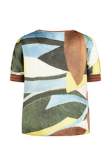 BROWN ABSTRACT PRINT T-SHIRT