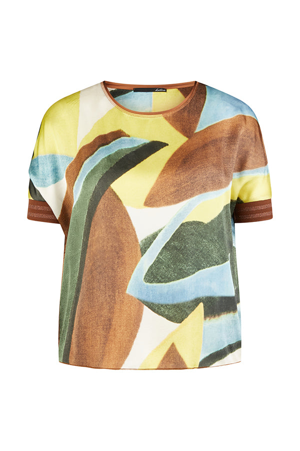 BROWN ABSTRACT PRINT T-SHIRT