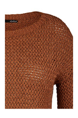 BROWN CROCHET KNIT SWEATER