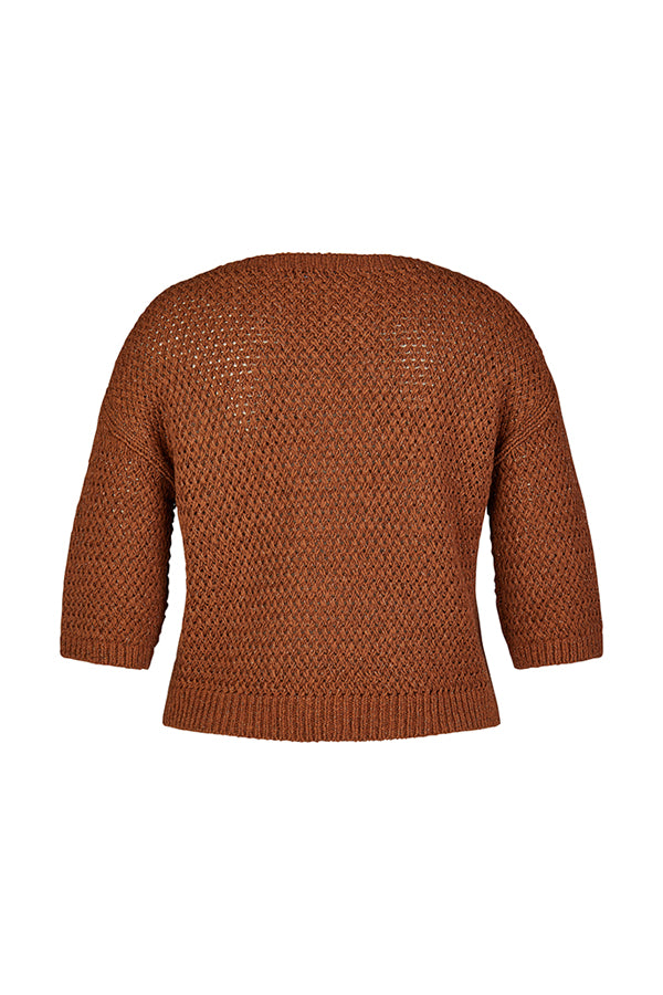 BROWN CROCHET KNIT SWEATER