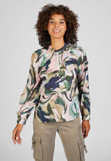 OLIVE ABSTRACT PRINT BLOUSE