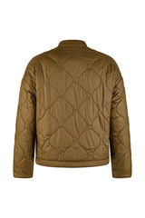 KHAKI QUILTED ZIPPERED JACKET