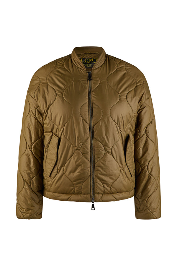 KHAKI QUILTED ZIPPERED JACKET