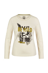 WHITE "BE WILD" PRINT T-SHIRT