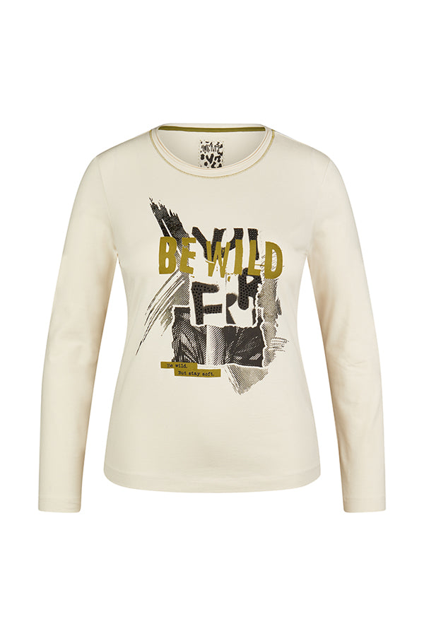 WHITE "BE WILD" PRINT T-SHIRT