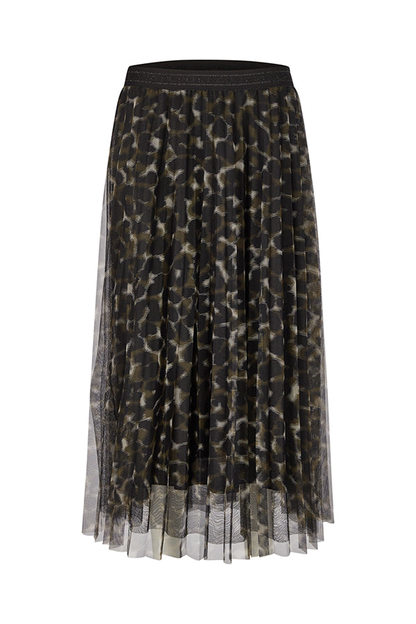 ANIMAL PRINT PLEATED TULLE SKIRT